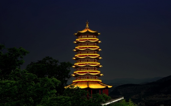 衡陽(yáng)仿古八角塔夜景照明設計